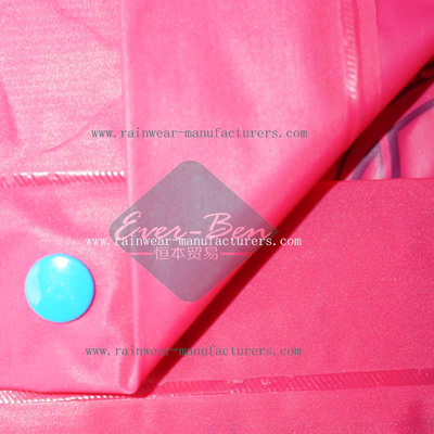 Pink shiny raincoat front buttons